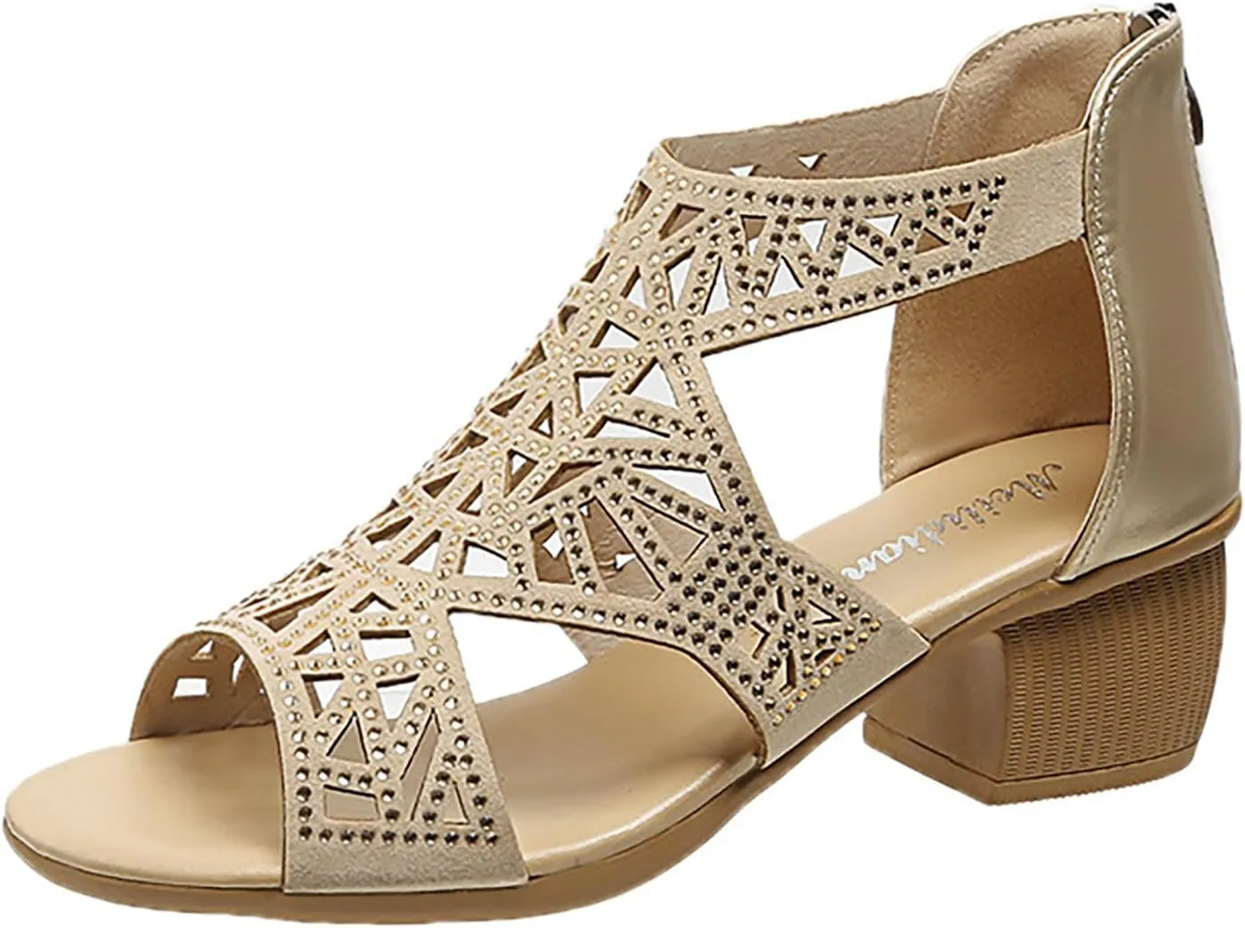 Women's Open Toe Ankle Strap Chunky Block Heel Sandals for Summer Casual Outfits with Comfortable Mid Heel Design