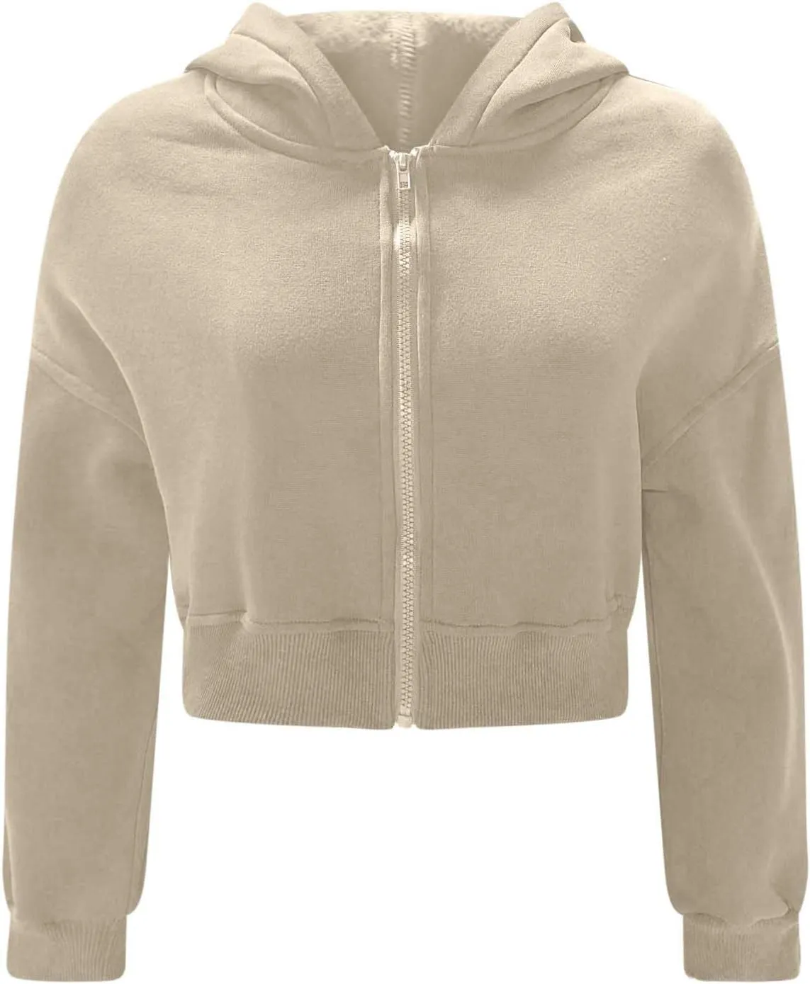 Womens Oversized Half Zipper Cropped Hoodies Sweatshirts Pullover,Long Sleeve V Neck Casual Lucky Tunic Comfy Tops