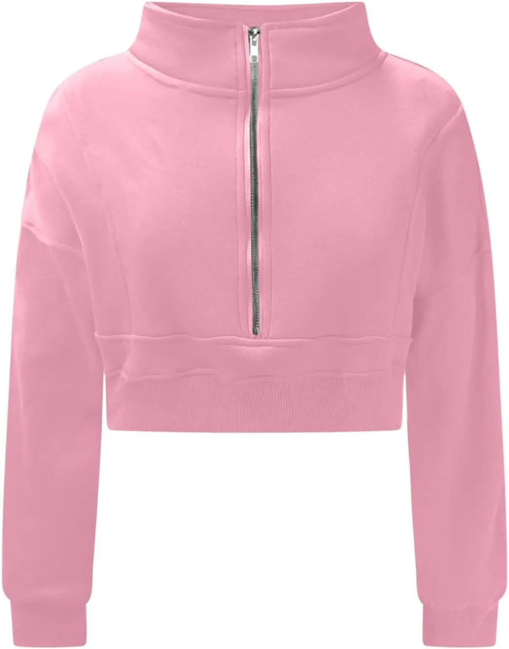 Womens Oversized Half Zipper Cropped Hoodies Sweatshirts Pullover,Long Sleeve V Neck Casual Lucky Tunic Comfy Tops