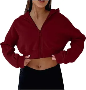Womens Oversized Half Zipper Cropped Hoodies Sweatshirts Pullover,Long Sleeve V Neck Casual Lucky Tunic Comfy Tops
