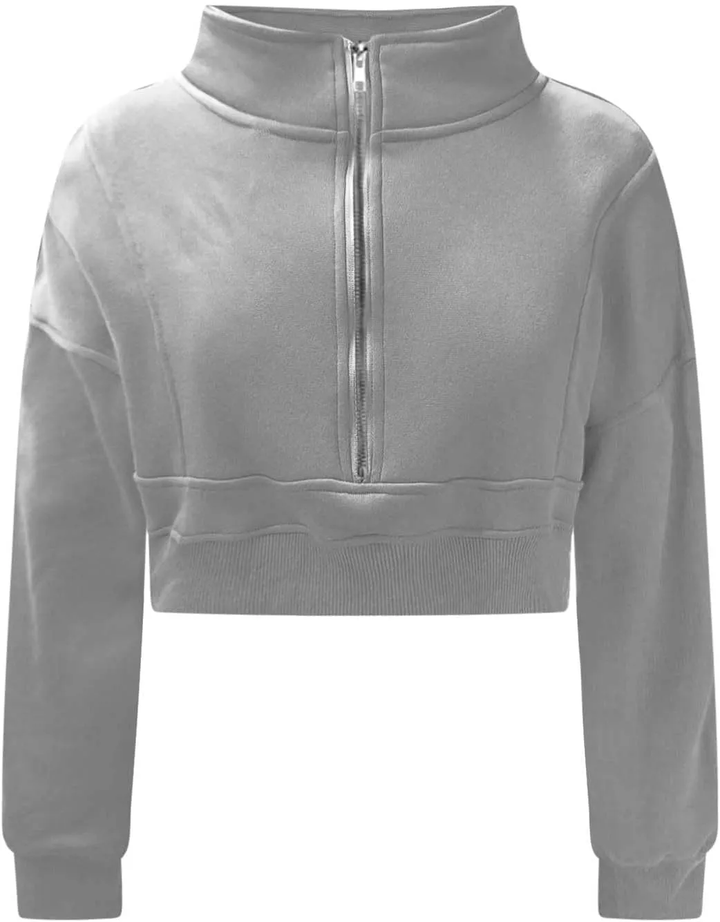 Womens Oversized Half Zipper Cropped Hoodies Sweatshirts Pullover,Long Sleeve V Neck Casual Lucky Tunic Comfy Tops