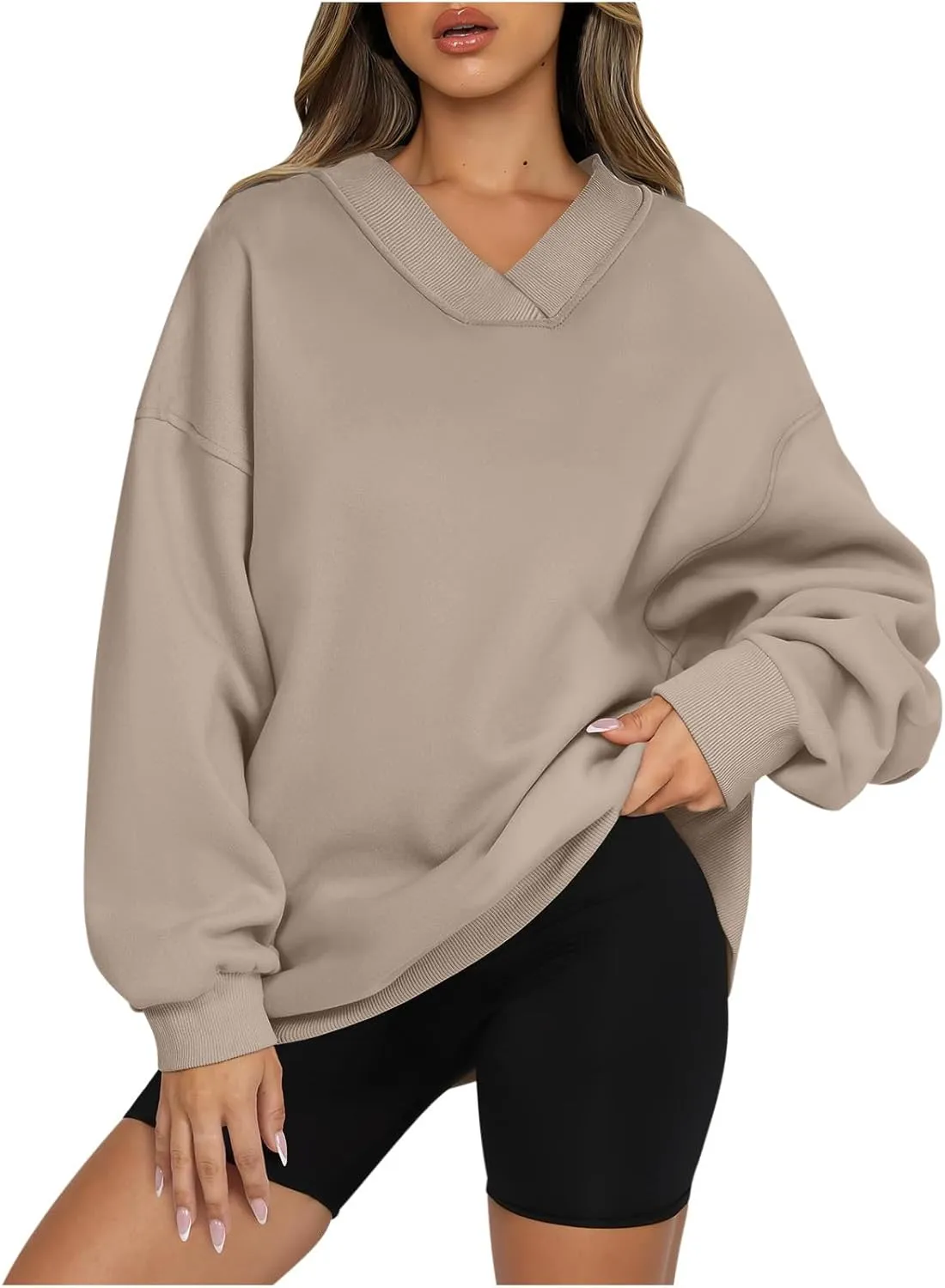 Womens Oversized Hoodies Sweatshirts Pullover Sweaters,Long Sleeve V Neck Casual Lucky Shirt Tunic Comfy Tops
