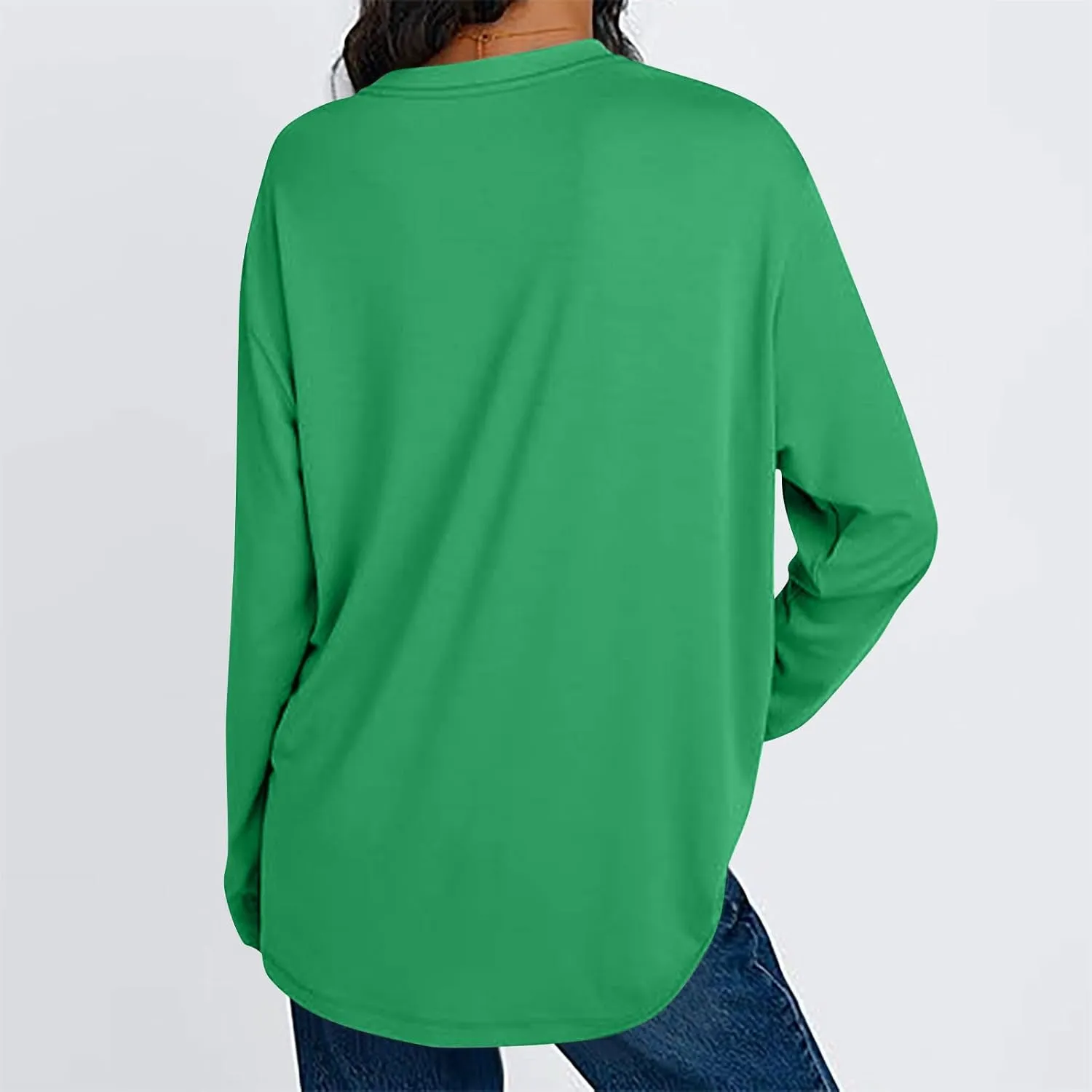 Womens Oversized Long Sleeve T Shirts Basic Crewneck Tee Fall Tops Solid Comfortable Workout Fashion Casual Clothes