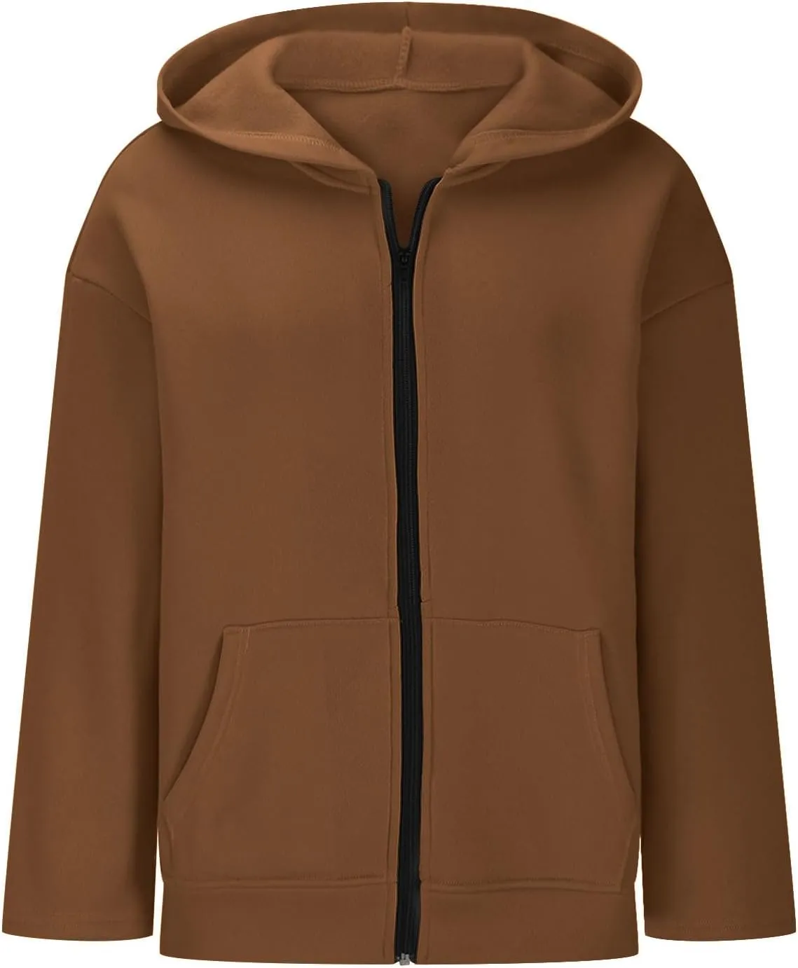 Women's Oversized Zipper V-Neck Hoodies Sweatshirt,Casual Fashion Long Sleeve Pullover Tunic Comfy Basic Tops