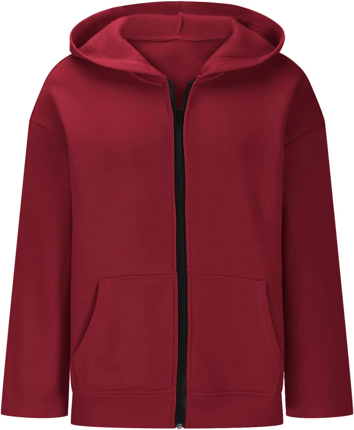Women's Oversized Zipper V-Neck Hoodies Sweatshirt,Casual Fashion Long Sleeve Pullover Tunic Comfy Basic Tops