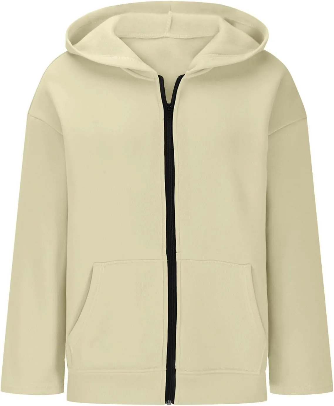 Women's Oversized Zipper V-Neck Hoodies Sweatshirt,Casual Fashion Long Sleeve Pullover Tunic Comfy Basic Tops