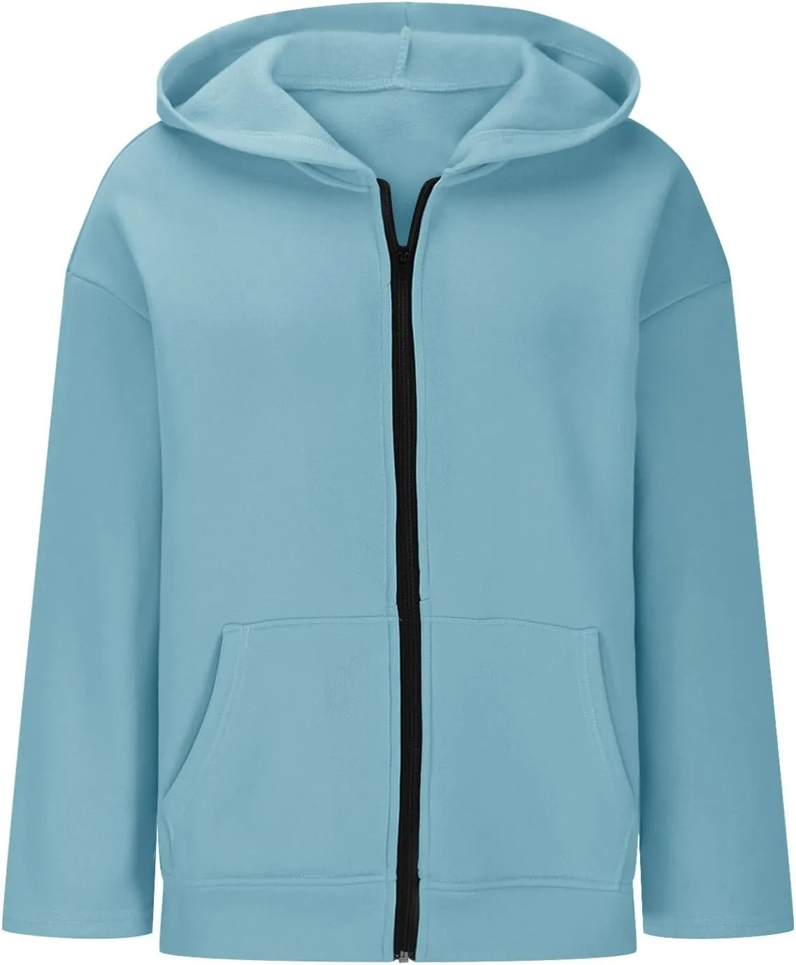 Women's Oversized Zipper V-Neck Hoodies Sweatshirt,Casual Fashion Long Sleeve Pullover Tunic Comfy Basic Tops