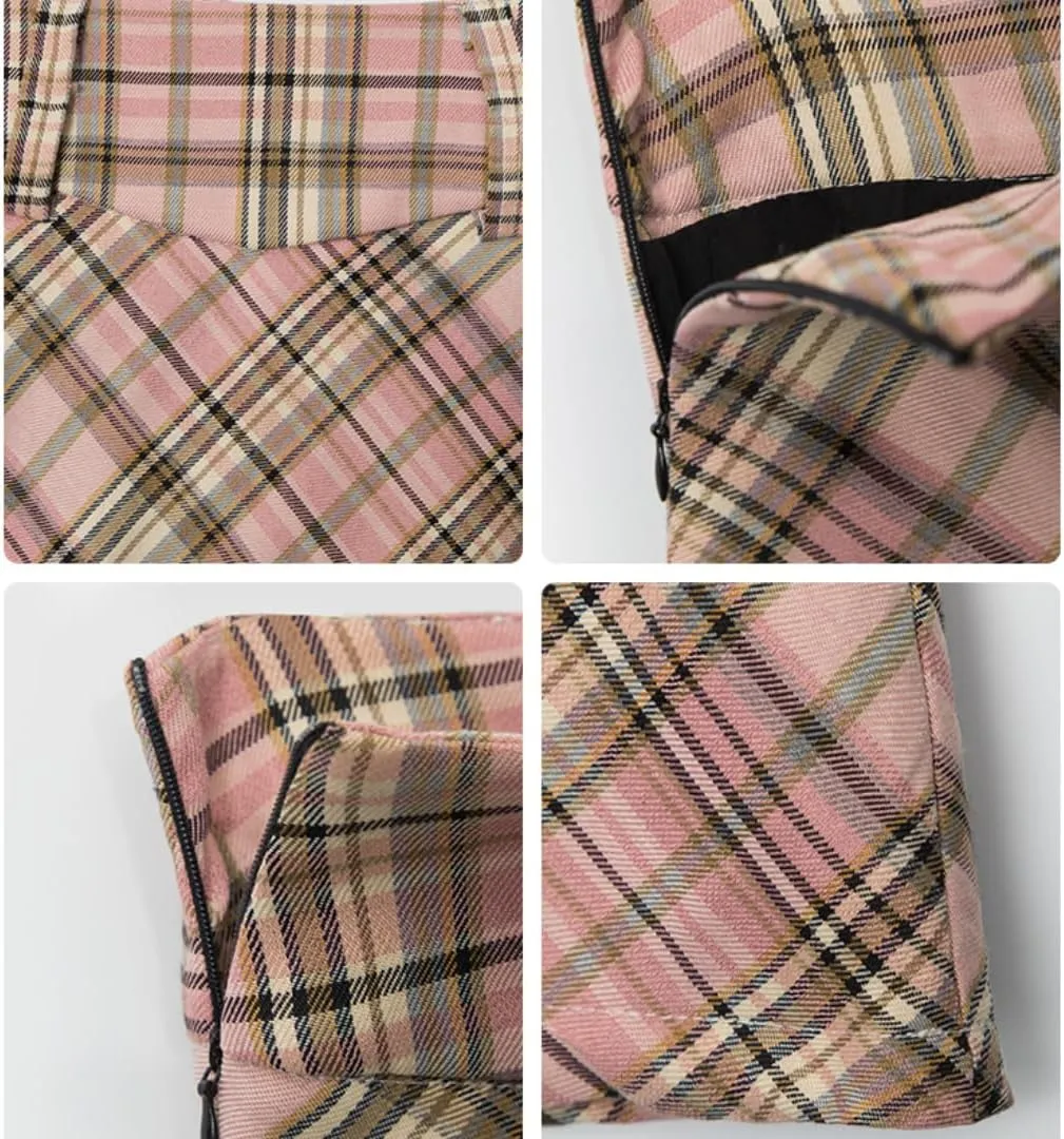 Women's Plaid High Waist Pleated A-Line Uniform Mini Skirt Y2K Preppy Shorts Skort Coquette Going Out Punk Clothing