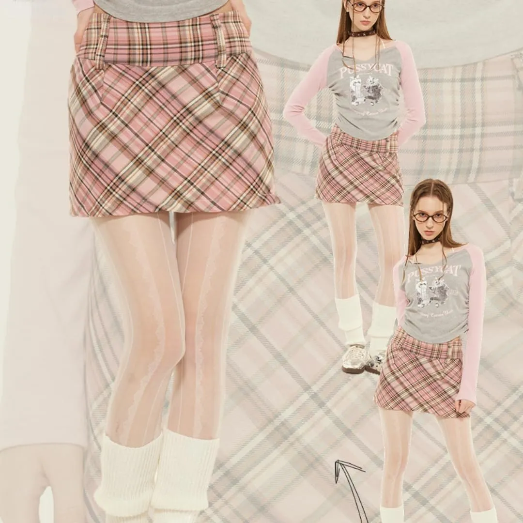 Women's Plaid High Waist Pleated A-Line Uniform Mini Skirt Y2K Preppy Shorts Skort Coquette Going Out Punk Clothing
