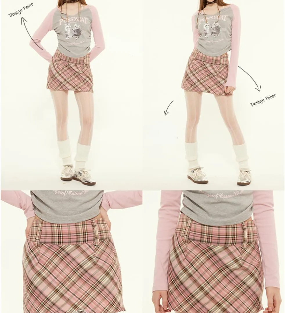 Women's Plaid High Waist Pleated A-Line Uniform Mini Skirt Y2K Preppy Shorts Skort Coquette Going Out Punk Clothing