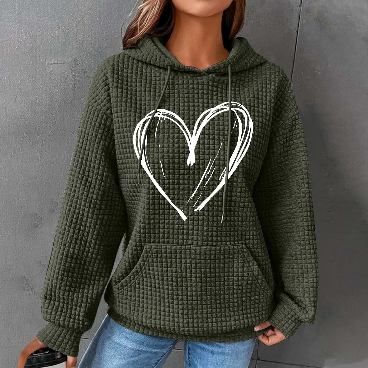 Women's Printed Oversized Hoodies,2024 Casual Crew Neck Long Sleeve Sweatshirts,Pullover Tunic Cute Winter