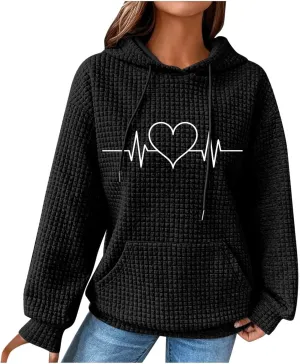 Women's Printed Oversized Hoodies,Casual Crew Neck Long Sleeve Sweatshirts Pullover Teen Girls Cute Tops