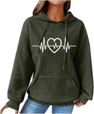 Women's Printed Oversized Hoodies,Casual Crew Neck Long Sleeve Sweatshirts Pullover Teen Girls Cute Tops