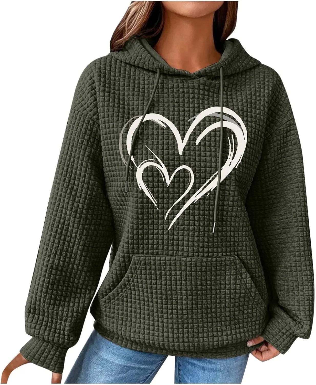 Women's Printed Oversized Hoodies,Casual Crew Neck Long Sleeve Sweatshirts Pullover Teen Girls Cute Tops