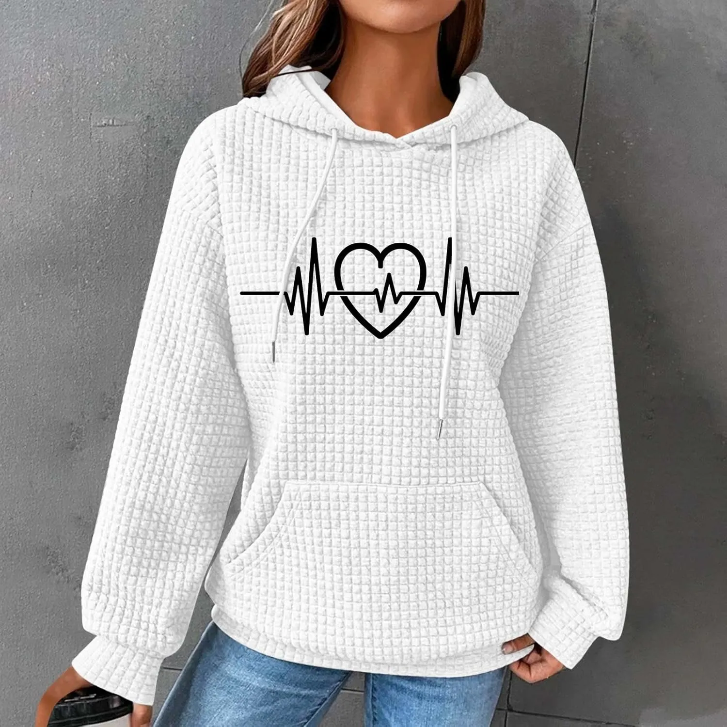 Women's Printed Oversized Hoodies,Casual Crew Neck Long Sleeve Sweatshirts Pullover Teen Girls Cute Tops