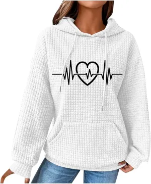 Women's Printed Oversized Hoodies,Casual Crew Neck Long Sleeve Sweatshirts Pullover Teen Girls Cute Tops