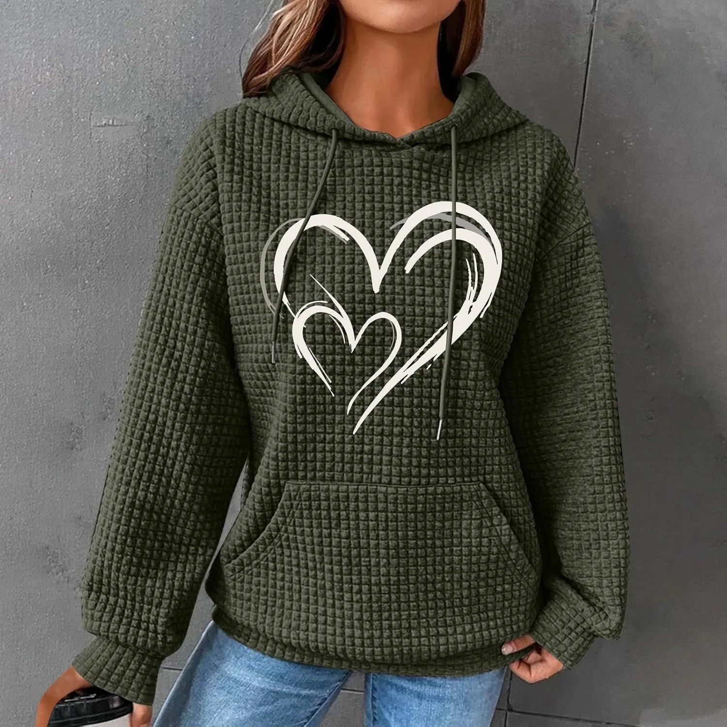 Women's Printed Oversized Hoodies,Casual Crew Neck Long Sleeve Sweatshirts Pullover Teen Girls Cute Tops