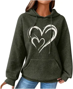 Women's Printed Oversized Hoodies,Casual Crew Neck Long Sleeve Sweatshirts Pullover Teen Girls Cute Tops