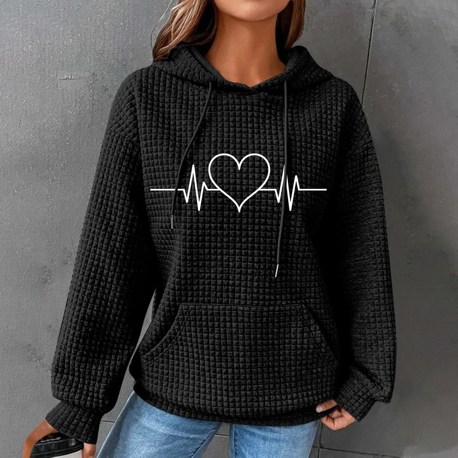 Women's Printed Oversized Hoodies,Casual Crew Neck Long Sleeve Sweatshirts Pullover Teen Girls Cute Tops