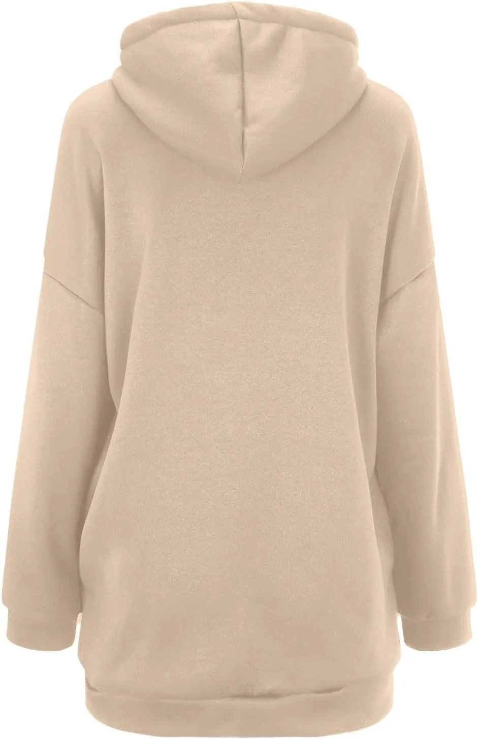 Womens Solid Color Street Style Hooded Long Zipper Sweatshirt With Fleece All Sweatshirt
