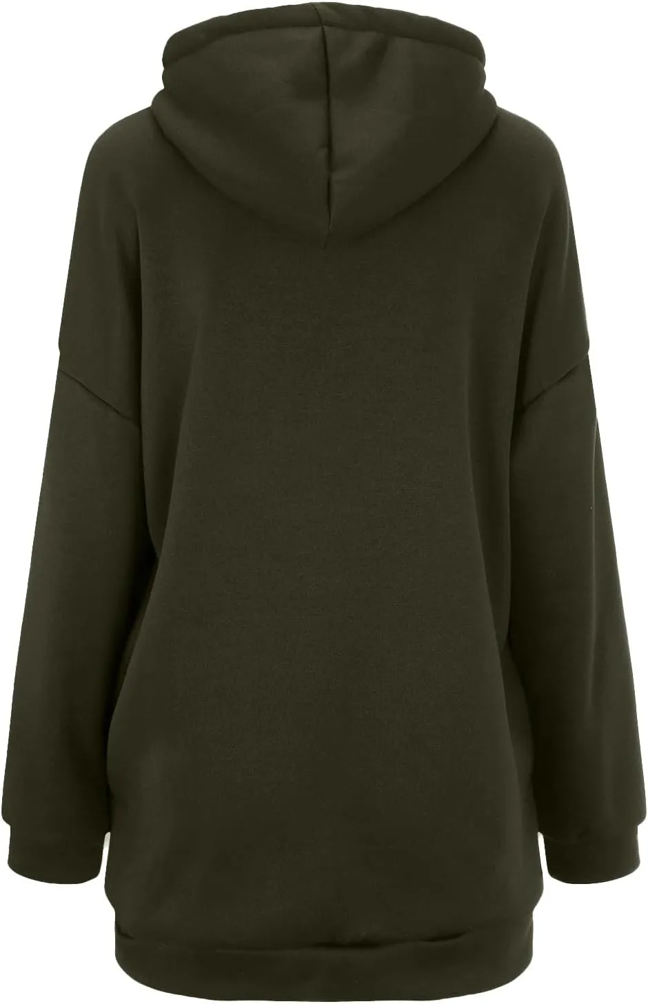 Womens Solid Color Street Style Hooded Long Zipper Sweatshirt With Fleece All Sweatshirt