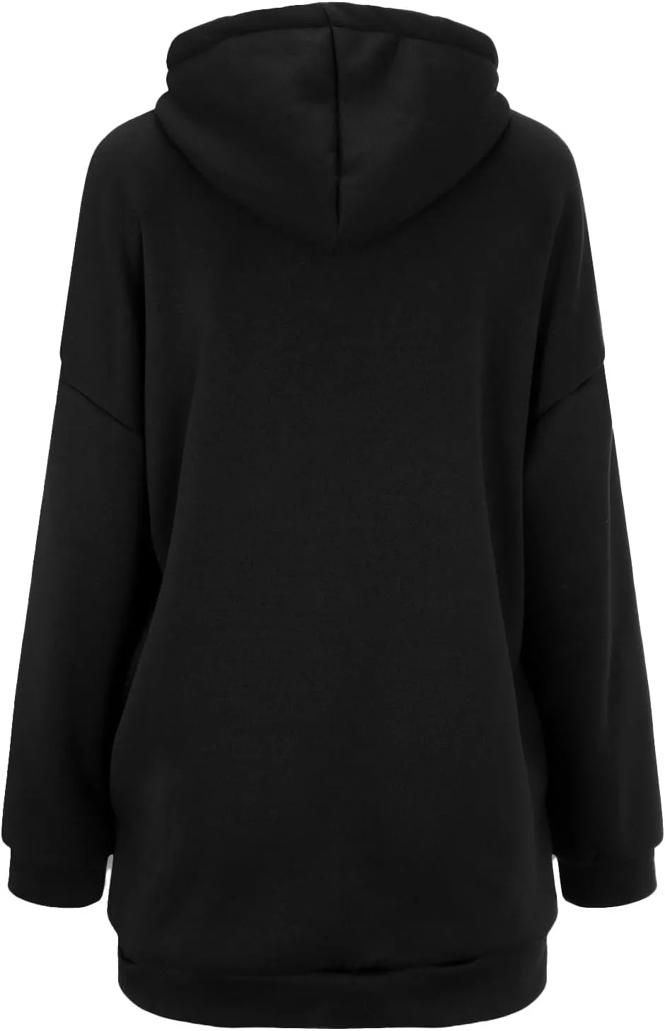 Womens Solid Color Street Style Hooded Long Zipper Sweatshirt With Fleece All Sweatshirt