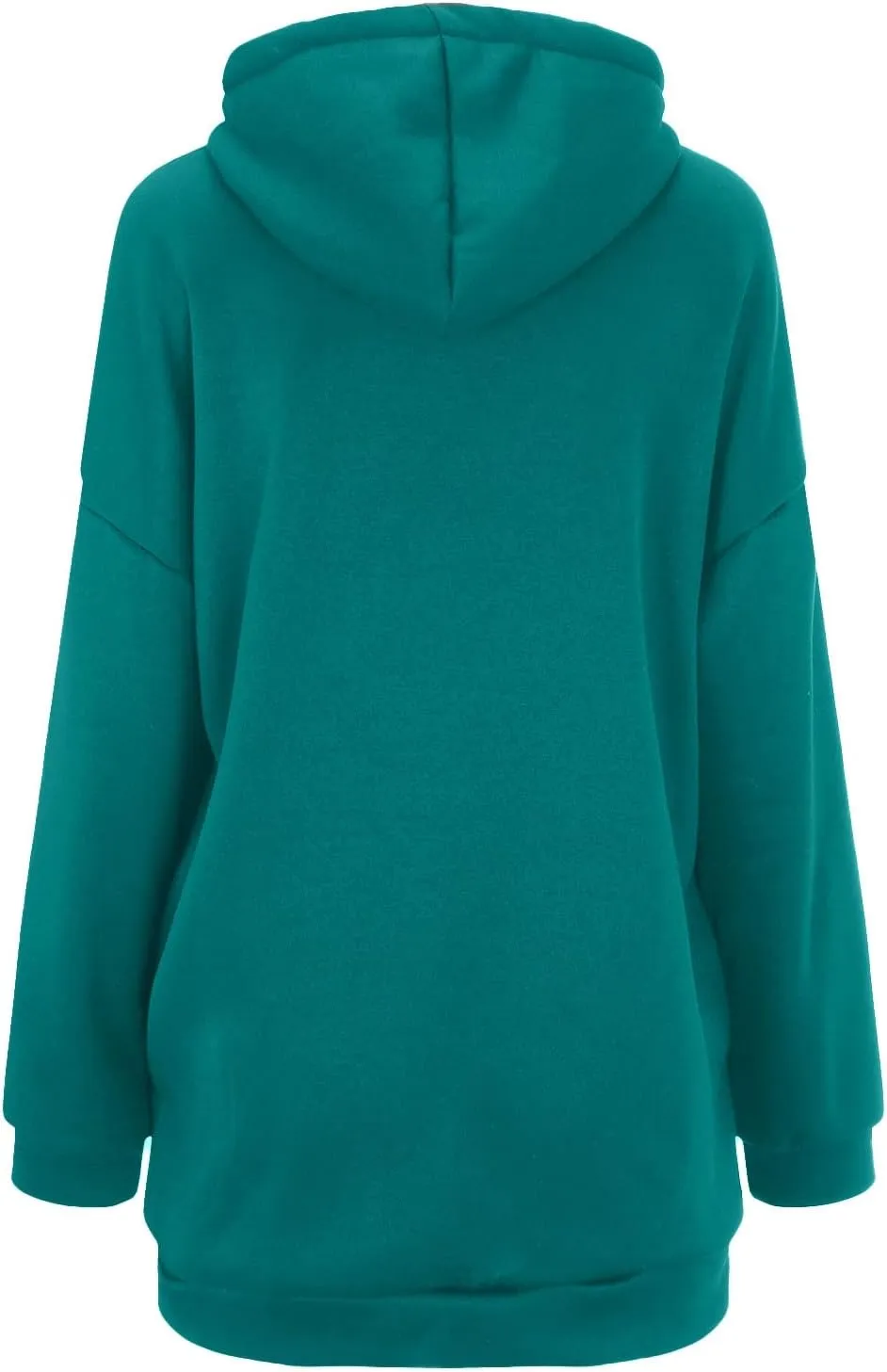 Womens Solid Color Street Style Hooded Long Zipper Sweatshirt With Fleece All Sweatshirt