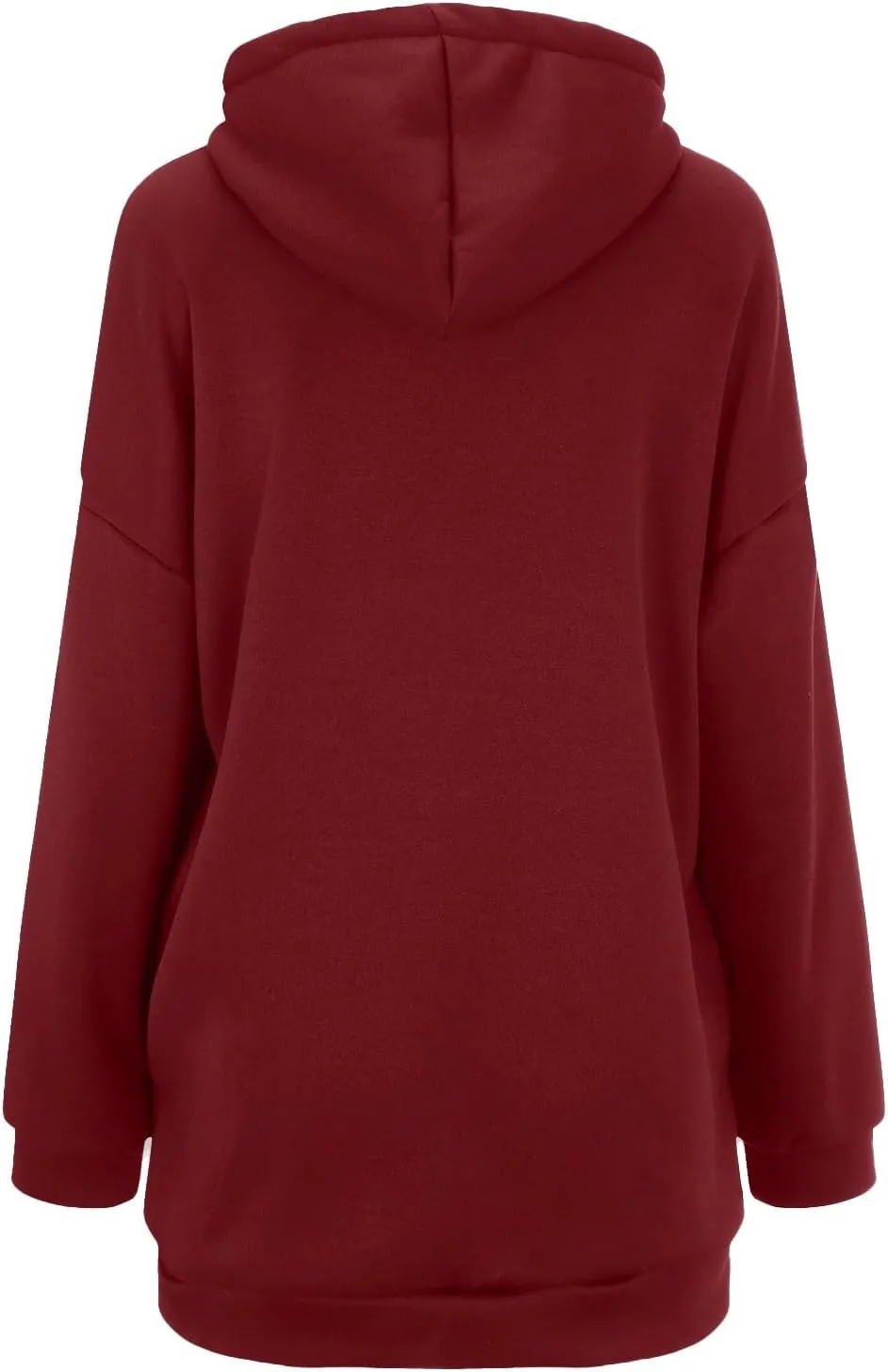 Womens Solid Color Street Style Hooded Long Zipper Sweatshirt With Fleece Long Loose Sweatshirts Women