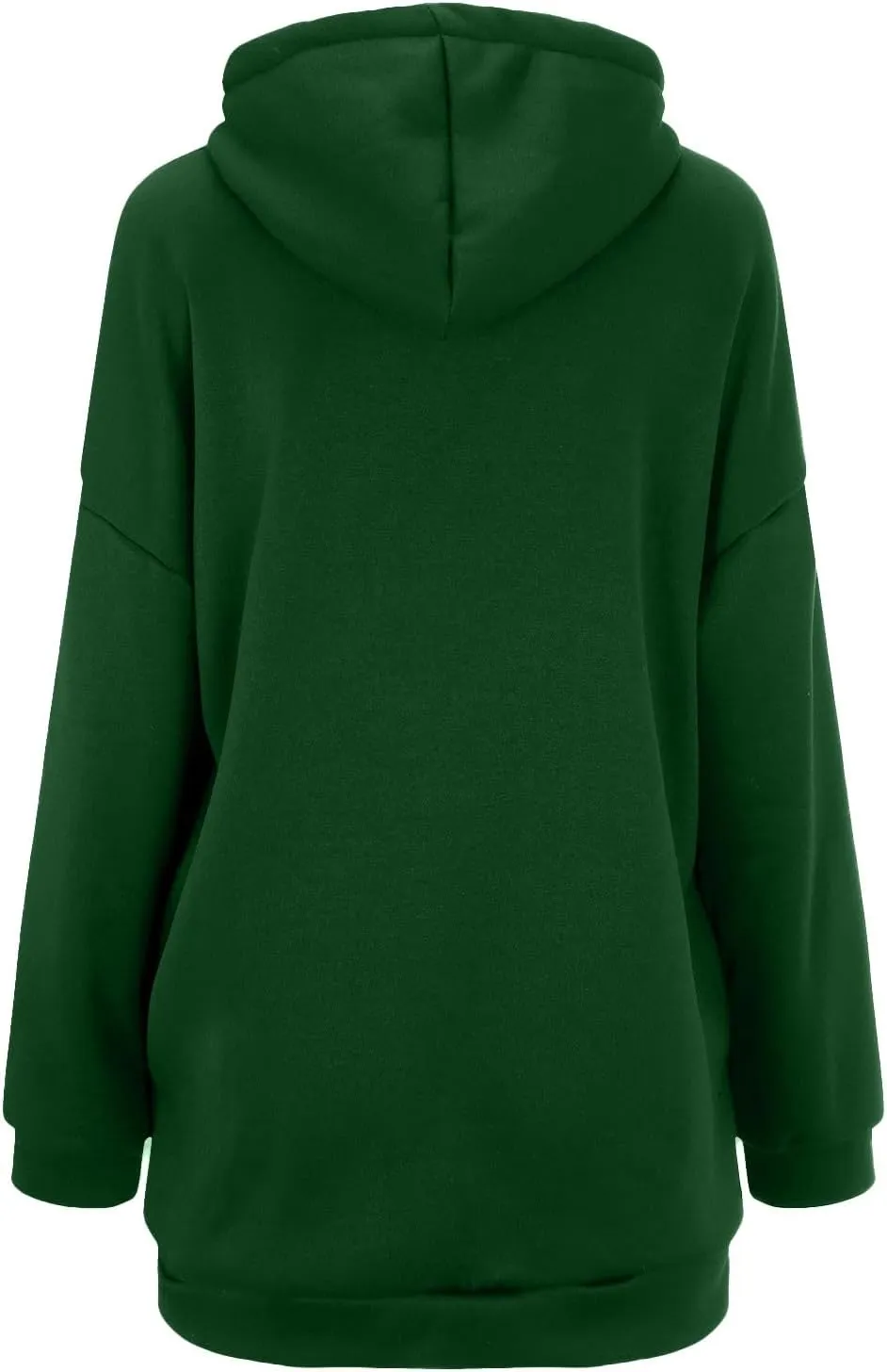 Womens Solid Color Street Style Hooded Long Zipper Sweatshirt With Fleece Long Loose Sweatshirts Women