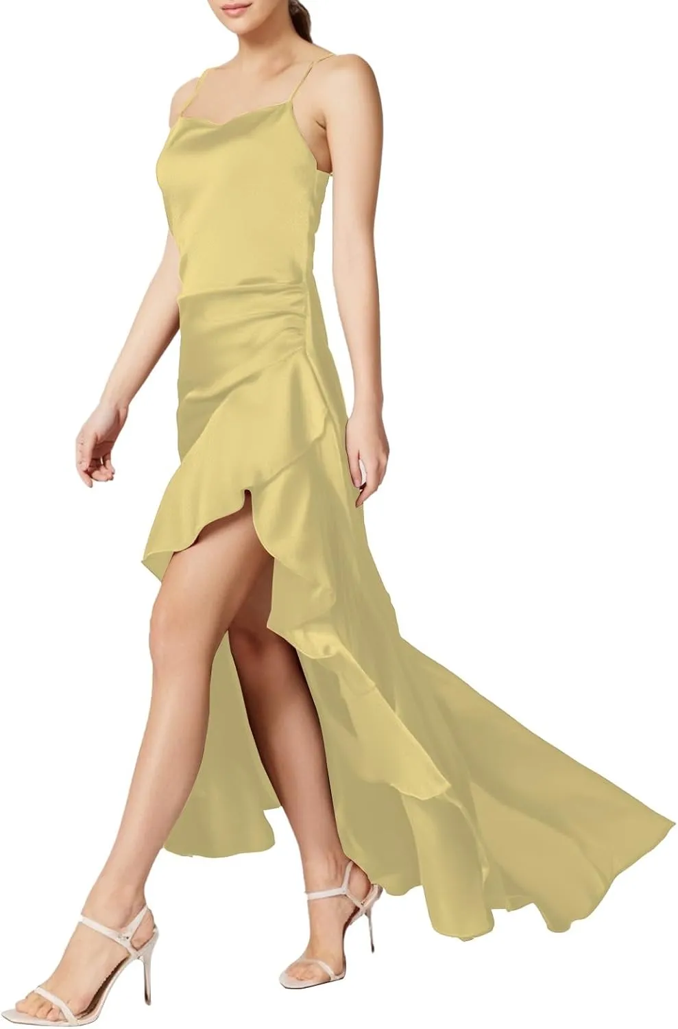 Women's Summer Bodycon Maxi Dress Spaghetti Strap Sleeveless Ruffle Mermaid Cocktail Formal Wedding Guest Long Dresses