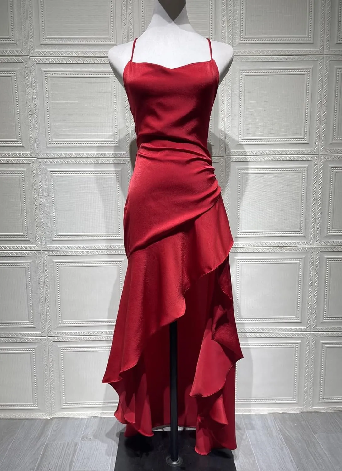 Women's Summer Bodycon Maxi Dress Spaghetti Strap Sleeveless Ruffle Mermaid Cocktail Formal Wedding Guest Long Dresses