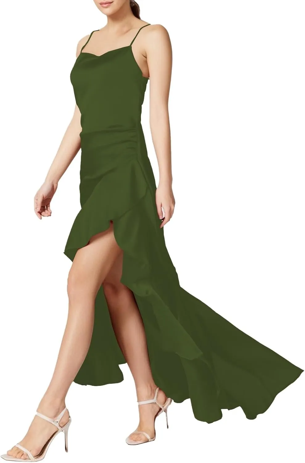 Women's Summer Bodycon Maxi Dress Spaghetti Strap Sleeveless Ruffle Mermaid Cocktail Formal Wedding Guest Long Dresses