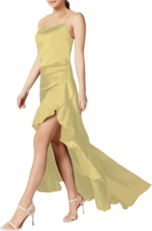 Women's Summer Bodycon Maxi Dress Spaghetti Strap Sleeveless Ruffle Mermaid Cocktail Formal Wedding Guest Long Dresses
