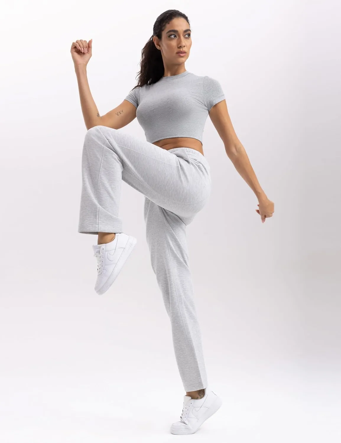 Women's Sweatpants with Pockets Elastic High Waisted Joggers Casual Straight Leg Drawstring Athletic Pants 31''