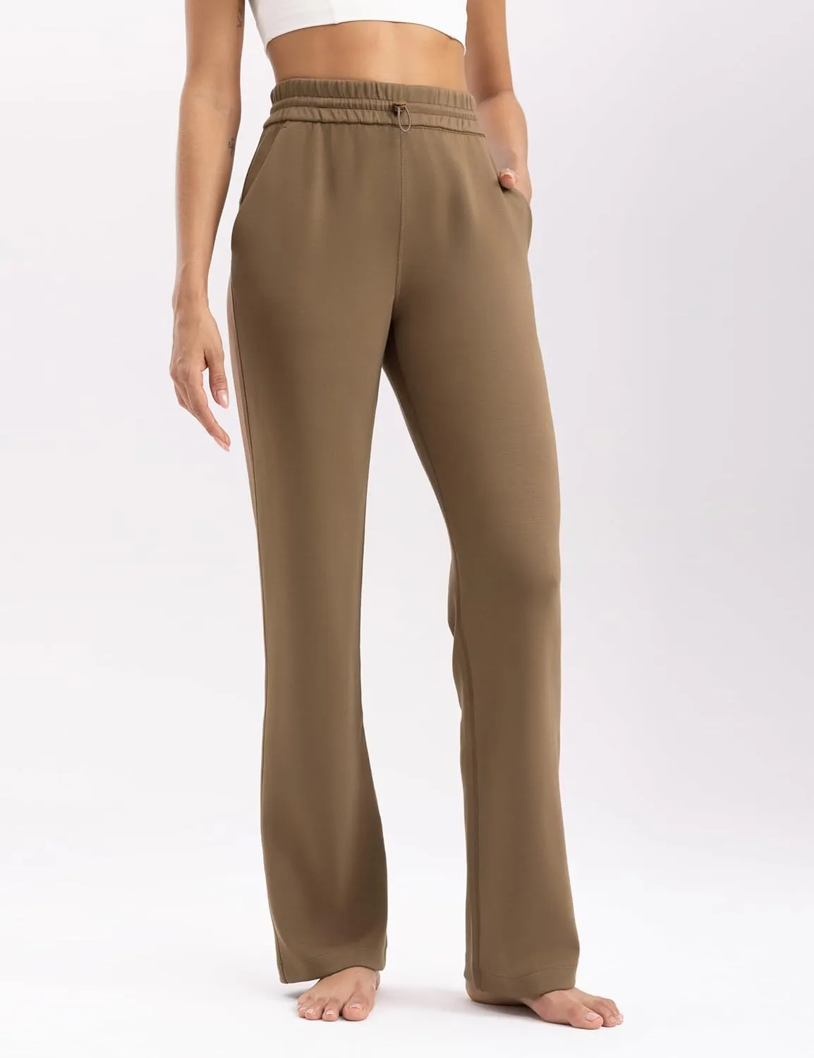 Women's Sweatpants with Pockets Elastic High Waisted Joggers Casual Straight Leg Drawstring Athletic Pants 31''