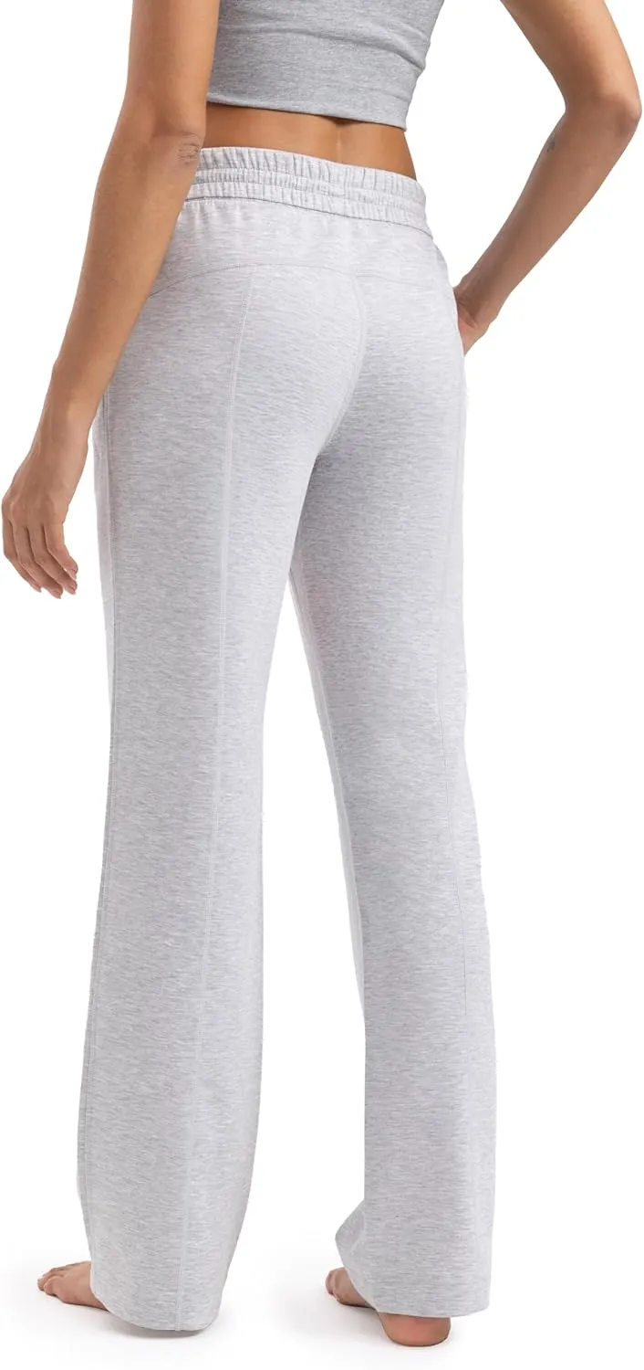 Women's Sweatpants with Pockets Elastic High Waisted Joggers Casual Straight Leg Drawstring Athletic Pants 31''