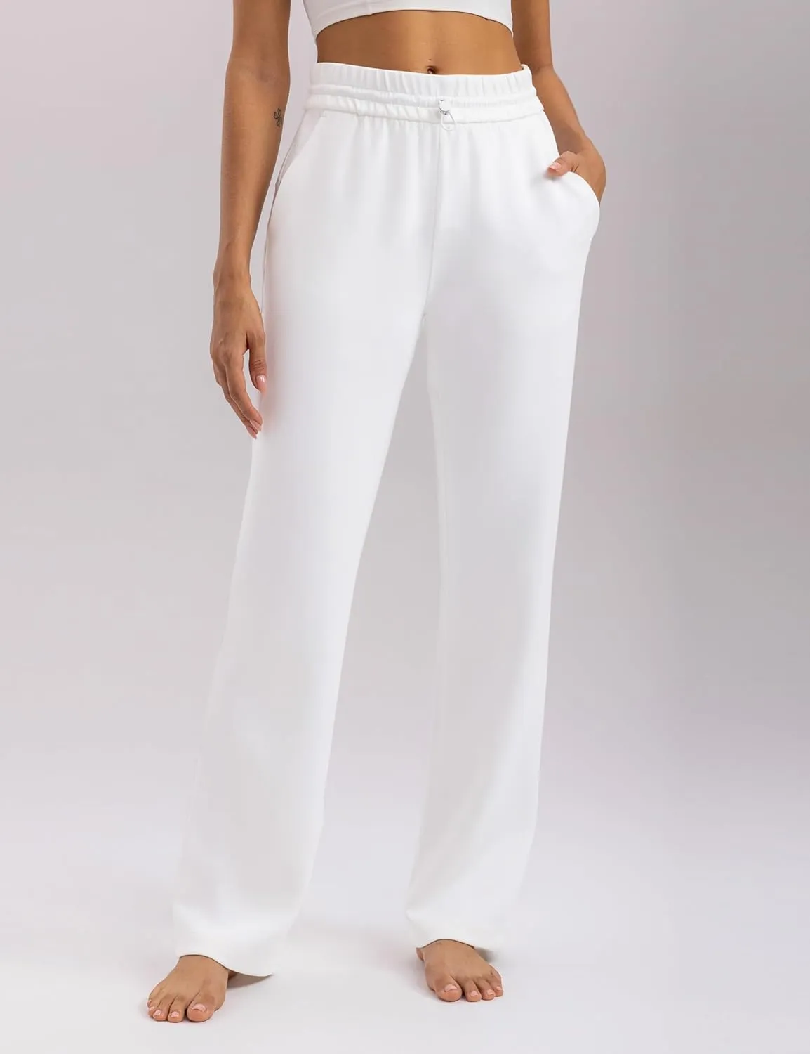 Women's Sweatpants with Pockets Elastic High Waisted Joggers Casual Straight Leg Drawstring Athletic Pants 31''