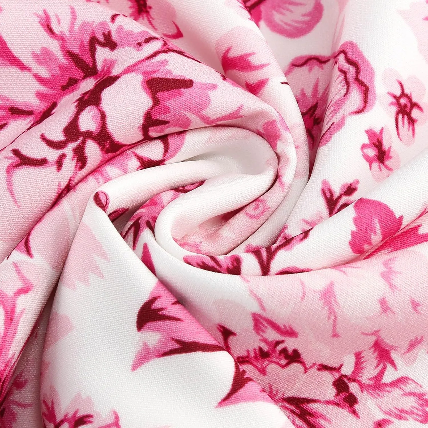 Women's Tie Strap A-Line Swing Dress, Fashion Floral Print Prom Party Gown Sleeveless High Waist Hepburn Dresses