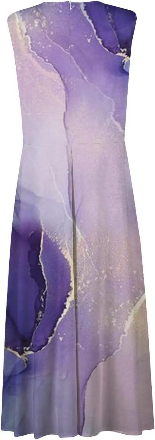 Wrap Dresses for Women 2023 Trendy Sexy V Neck Slim Cold Shoulder Sleeve Maxi Floor Length Watercolor Print Casual Dresses