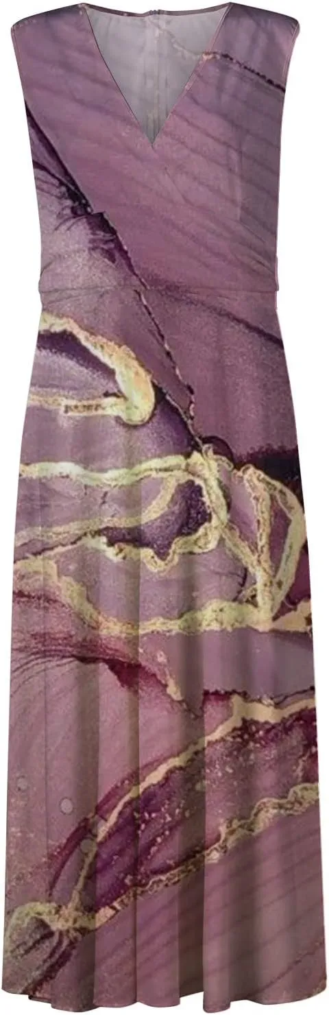 Wrap Dresses for Women 2023 Trendy Sexy V Neck Slim Cold Shoulder Sleeve Maxi Floor Length Watercolor Print Casual Dresses