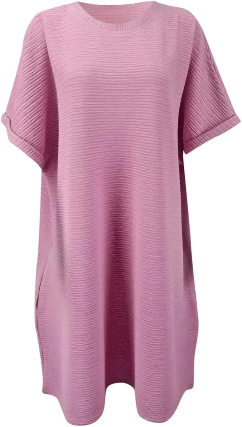 XOWRTE Womens Summer Dresses Fashion 2025 Short Sleeve Spring Mini Dress Casual Beach Vacation Clothes Dresses Cover Up
