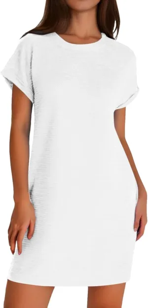 XOWRTE Womens Summer Dresses Fashion 2025 Short Sleeve Spring Mini Dress Casual Beach Vacation Clothes Dresses Cover Up