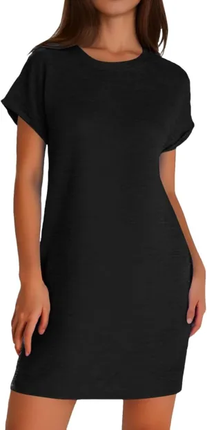XOWRTE Womens Summer Dresses Fashion 2025 Short Sleeve Spring Mini Dress Casual Beach Vacation Clothes Dresses Cover Up
