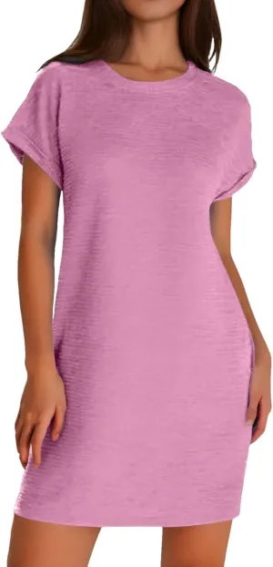 XOWRTE Womens Summer Dresses Fashion 2025 Short Sleeve Spring Mini Dress Casual Beach Vacation Clothes Dresses Cover Up