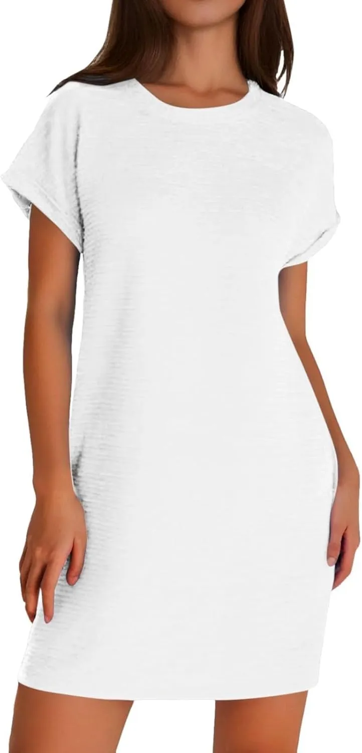 XOWRTE Womens Summer Dresses Fashion 2025 Short Sleeve Spring Mini Dress Casual Beach Vacation Clothes Dresses Cover Up