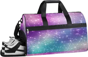 Zodiac Galaxy Sports Gym Bag with Wet Pocket & Shoes Compartment Waterproof Workout Duffel Bag for Women and Men Weekender Overnight Duffle Bag Travel Carry-on Tote
